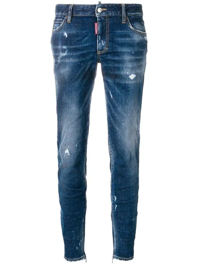 Dsquared2 Medium Waist Twiggy Jeans In Blue