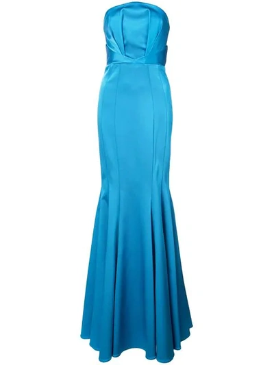 Zac Zac Posen Nolita Strapless Gown In Blue