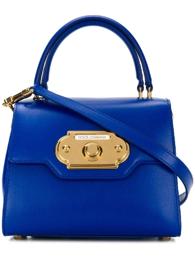 Dolce & Gabbana Blue Welcome Small Leather Tote