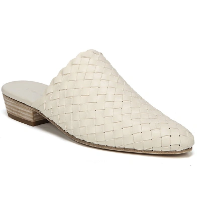 Vince Galena Woven Leather Flat Mules In Off White