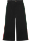 Gucci Side Stripe Cady Wide Leg Crop Pants In 1060 Black