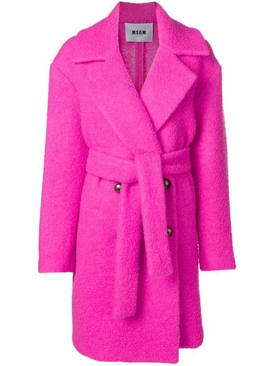 Msgm Double-breasted Wool-blend Coat In Pink