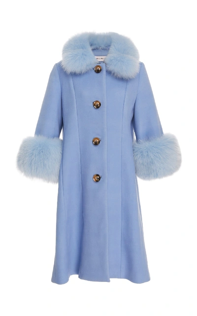 Saks Potts Yvonne Fur Trimmed Wool Coat In Blue