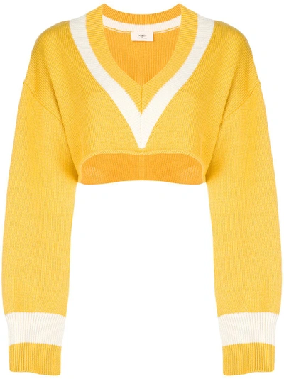 Ports 1961 Cropped Ribbed Sweater In Yellow & Orange
