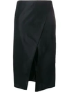 Ports 1961 Front-slit Midi Skirt In Black