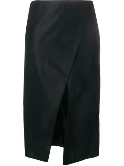 Ports 1961 Front-slit Midi Skirt In Black