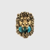Gucci Lion Head Ring With Crystal In Undefined