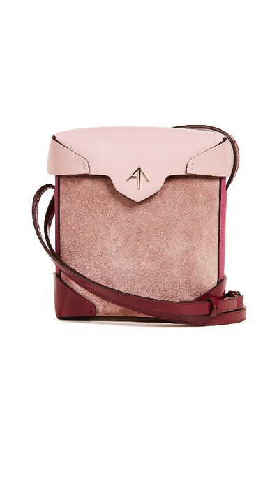 Manu Atelier Pink And Red Mini Pristine Leather Cross Body Bag In Pink&purple