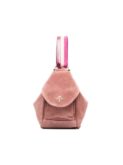 Manu Atelier Micro Fernweh Suede Bucket Bag In Pink&purple