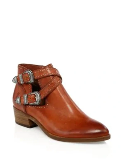 Frye Ray Studded Leather Booties In Red Clay