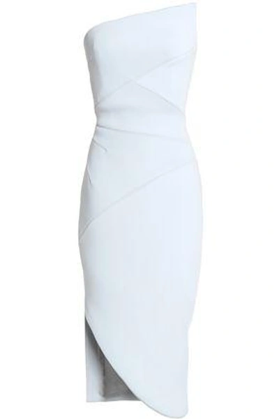 Rachel Gilbert Woman Strapless Asymmetric Neoprene Dress Light Grey