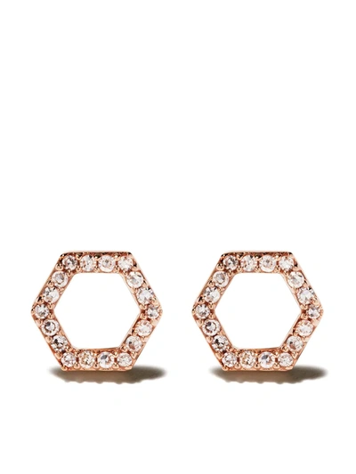 Astley Clarke 14kt Rose Gold Honeycomb Diamond Stud Earrings In Metallic
