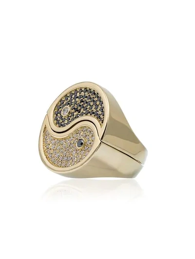 Established 18kt Gold Two Piece Yin Yang Ring With Diamonds - Metallic