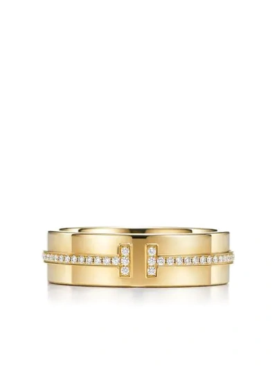 Tiffany & Co 18kt Yellow Gold Tiffany T Two Diamond Narrow Ring In Metallic