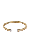David Yurman 18kt Yellow Gold Cable Spira Diamond Cuff Bracelet In Metallic