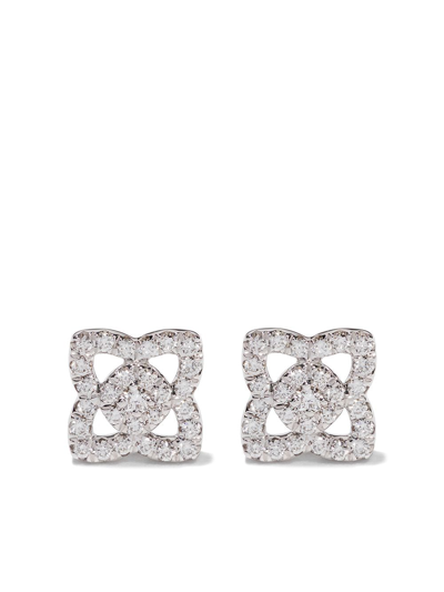 De Beers 18kt White Gold Enchanted Lotus Diamond Small Stud Earrings