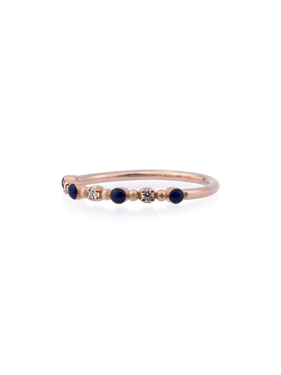 Gigi Clozeau 18k Rose Gold And Blue Bead Diamond Ring