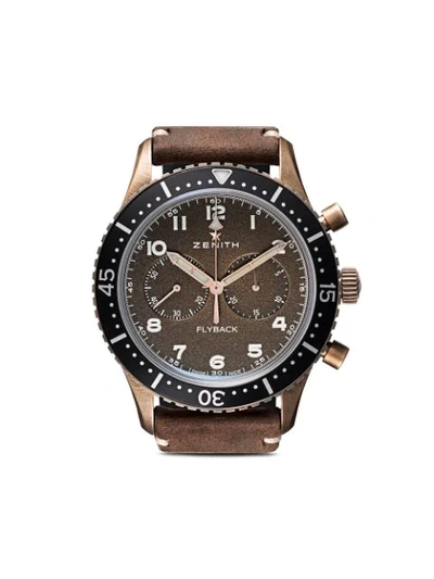 Zenith Mens 29.2240.405/18.c801 Pilot Cronometro Tipo Cp-2 Flyback Bronze And Leather Watch In C801 Bronze B Brown Oily