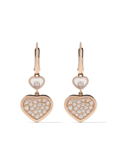 Chopard 18kt Rose Gold Happy Hearts Diamond Drop Earrings