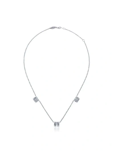 Mindi Mond 18k White Gold Clarity Mounted Trio Diamond Necklace - Metallic