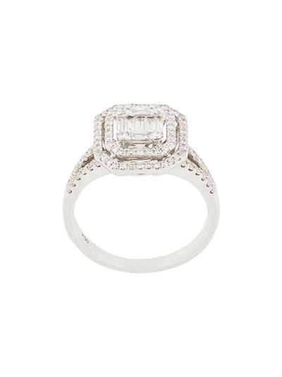 Gemco 18kt White Gold Square Cut Diamond Ring - Metallic