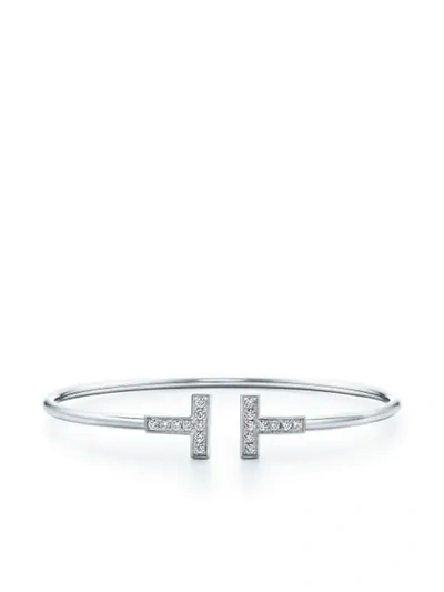 Tiffany & Co 18kt White Gold Tiffany T Wire Diamond Cuff In Metallic