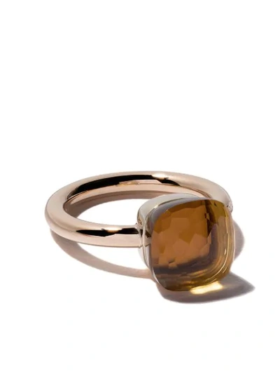 Pomellato 18kt Rose & White Gold Medium Nudo Citrine Quartz Ring In Orange