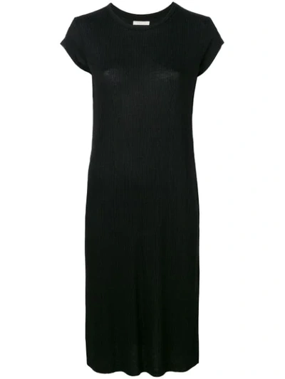 6397 Ribbed Detail T-shirt Dress In Black