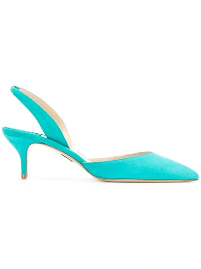 Paul Andrew Pointed Toe Slingback Pumps In Blue