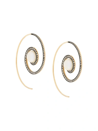 Noor Fares Spiral Moon Earrings In Metallic