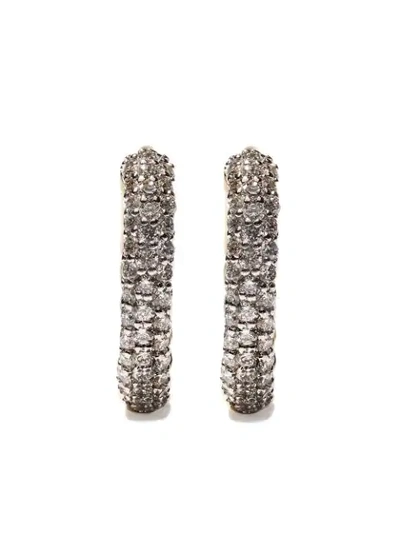 David Yurman 18kt Yellow Gold Petite Pavé Diamond Huggie Hoop Earrings (14mm) In 88adi
