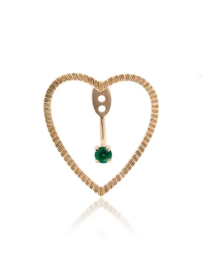 Yvonne Léon Gold Puce Coeur Et Dessous Emerald Earring - Metallic