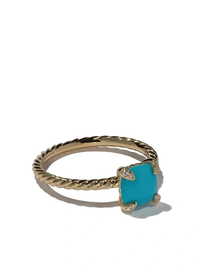 David Yurman 18kt Yellow Gold Châtelaine Turquoise And Diamond Ring In 88dtqdi