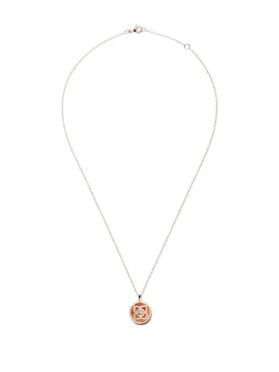 De Beers 18kt Rose Gold Enchanted Lotus Carnelian Medal Diamond Necklace