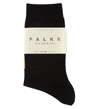 Falke Womens 3009 Black Soft Merino Socks
