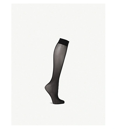Wolford Womens Black Individual 10 Stretch-woven Knee-highs
