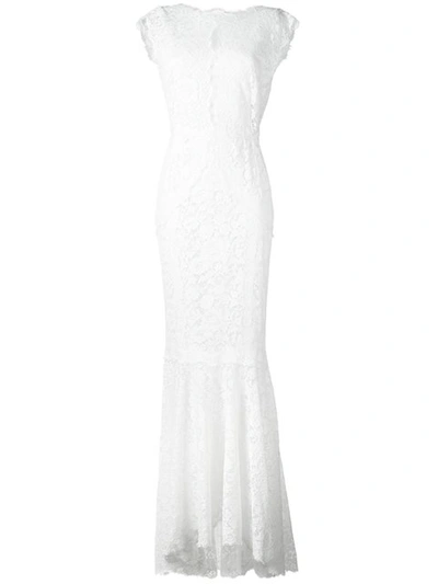 Dolce & Gabbana Lace Fish Tail Gown In Ivory