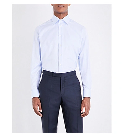 Eton Contemporary-fit Single-cuff Cotton-twill Shirt In Blue