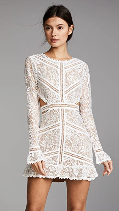 For Love & Lemons Emerie Open-back Lace Dress In White