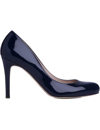 Lk Bennett Stila Patent-leather Courts In Blu-navy