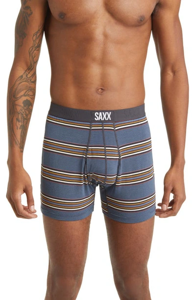 Saxx Ultra Super Soft Relaxed Fit Boxer Briefs In Bright Stripe 2.0- Slate