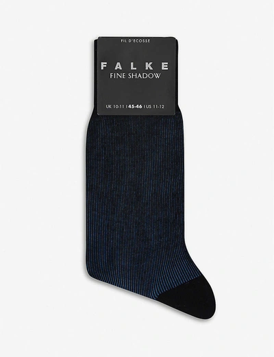 Falke Fine Shadow Cotton-blend Socks In Navy/blue
