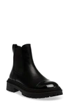 Steve Madden Mayslie Lug Sole Chelsea Boot In Black Leat