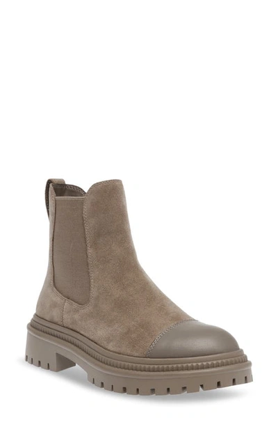 Steve Madden Mayslie Lug Sole Chelsea Boot In Taupe Sued