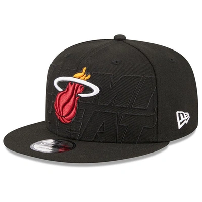 New Era Black Miami Heat 2023 Nba Draft 9fifty Snapback Hat In Black/white