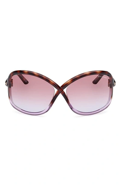 Tom Ford Bettina 68mm Oversize Butterfly Sunglasses In Blonde Havana Gradient Violet