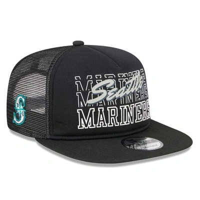 New Era Black Seattle Mariners  Street Team A-frame Trucker 9fifty Snapback Hat