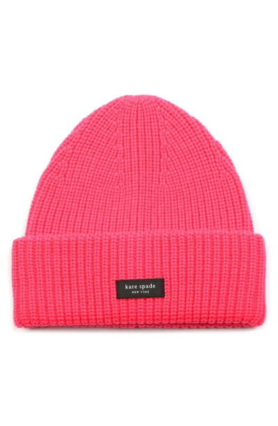 Kate Spade Sam Cuff Beanie In Pom Pom Pink