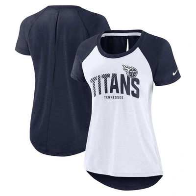 Nike White/heather Scarlet Tennessee Titans Back Slit Lightweight Fashion T-shirt