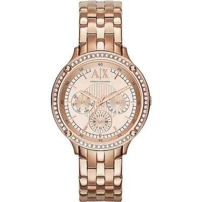 Armani Exchange Ax5406 Rose Gold-toned Watch In Nero